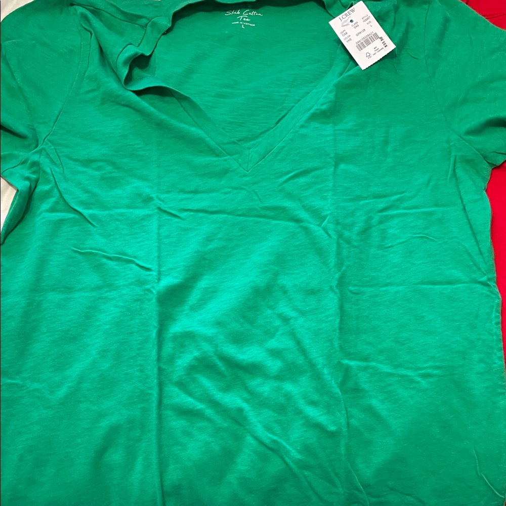 Two J. Crew never worn v-neck slub cotton t-shirts